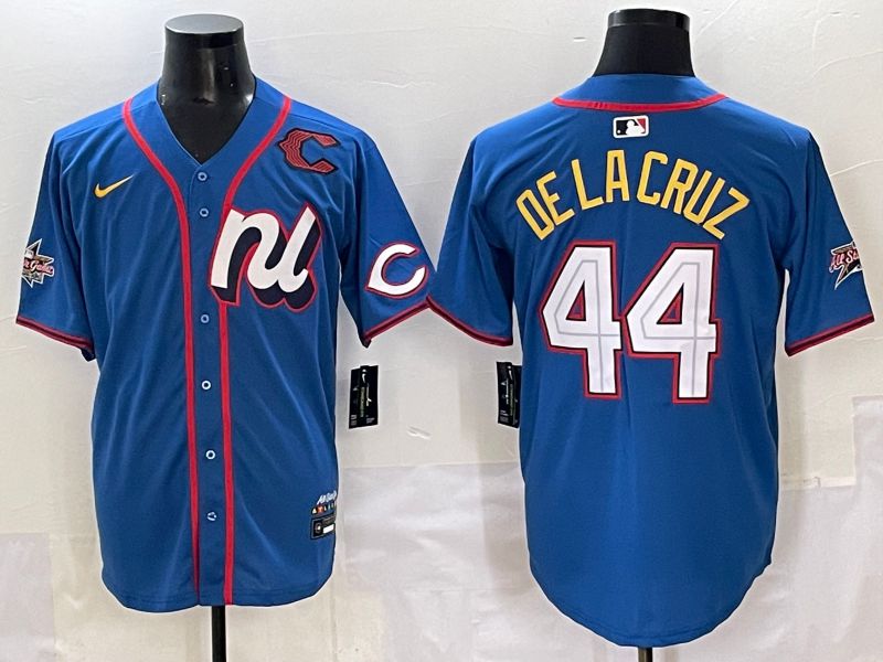 Men 2025 Cincinnati Reds #44 De Lacruz Blue All star Nike MLB Jersey style 2